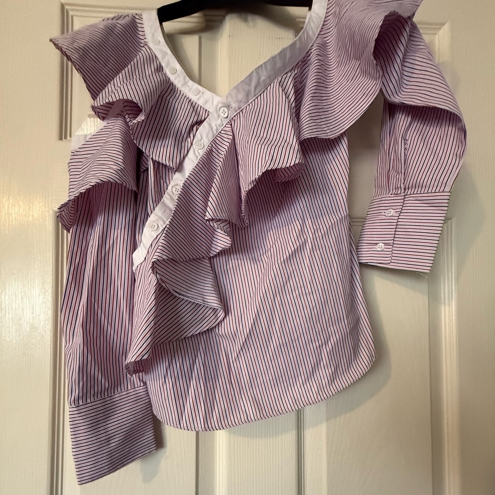 Endless Rose White and Blue Striped Blouse